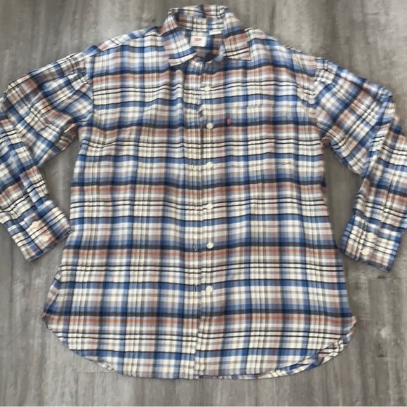 NEW Size Large Levis Kenna Menswear Plaid Flannel Oversized Button Up Shirt - Picture 5 of 10